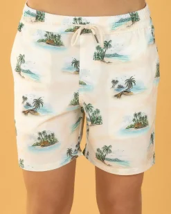 Board Shorts|Shorts & Bottoms*Jacks Boys' Kingston Elastic Waist Shorts Off White