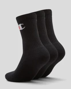 Socks & Accesories*Champion Boys' Large Sport C Logo Crew Socks 3 Pack Black