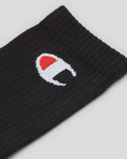Socks & Accesories*Champion Boys' Large Sport C Logo Crew Socks 3 Pack Black