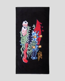 Towels*Santa Cruz Boys' Meek Scratched Slasher Beach Towel Black