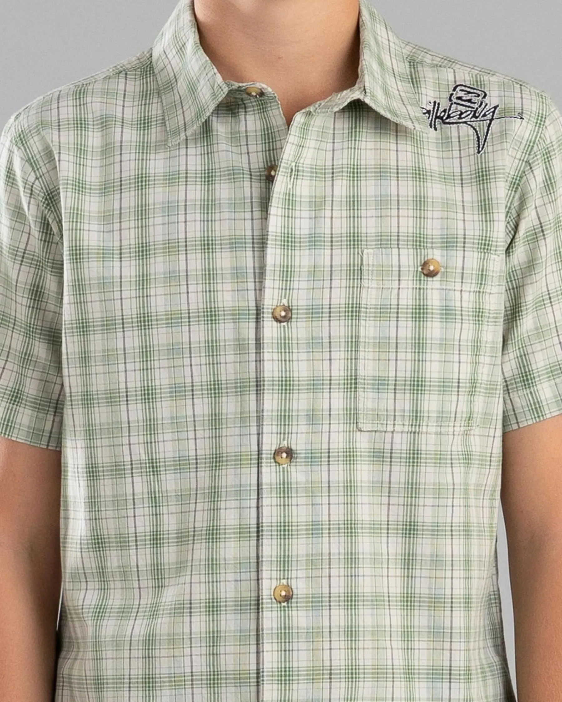 Tops & T-Shirts*Billabong Boys' Mogul Check Short Sleeve Shirt Oatmeal