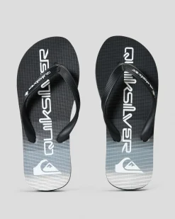 Flip Flops & Sandals*Quiksilver Boys' Molokai ART II Thongs Black 1
