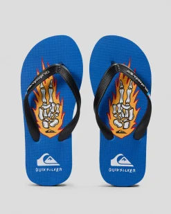Flip Flops & Sandals*Quiksilver Boys' Molokai ART II Thongs Blue 9