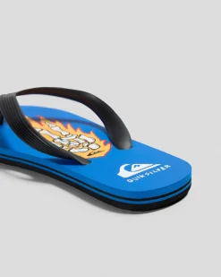 Flip Flops & Sandals*Quiksilver Boys' Molokai ART II Thongs Blue 9