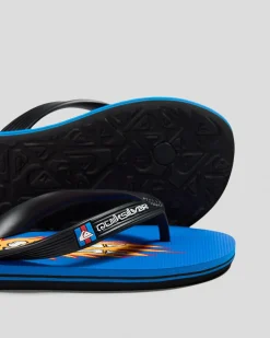 Flip Flops & Sandals*Quiksilver Boys' Molokai ART II Thongs Blue 9
