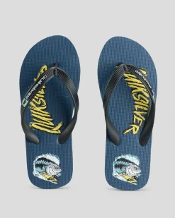 Flip Flops & Sandals*Quiksilver Boys' Moncata Art Thongs Blue/multi