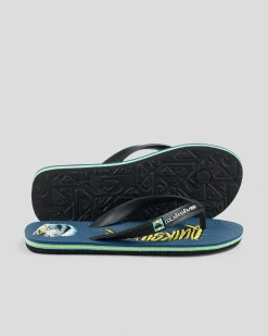 Flip Flops & Sandals*Quiksilver Boys' Moncata Art Thongs Blue/multi