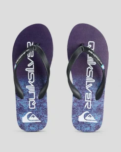 Flip Flops & Sandals*Quiksilver Boys' Moncata Art Thongs Black/blue/grey