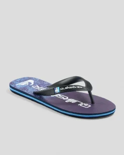 Flip Flops & Sandals*Quiksilver Boys' Moncata Art Thongs Black/blue/grey