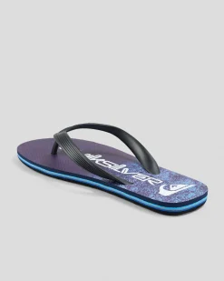 Flip Flops & Sandals*Quiksilver Boys' Moncata Art Thongs Black/blue/grey