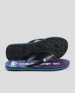 Flip Flops & Sandals*Quiksilver Boys' Moncata Art Thongs Black/blue/grey