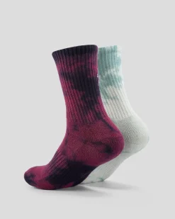 Socks & Accesories*Santa Cruz Boys' Not A Dot Crew Socks 2 Pack Maroon Tdye-slate Tdye