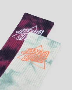 Socks & Accesories*Santa Cruz Boys' Not A Dot Crew Socks 2 Pack Maroon Tdye-slate Tdye