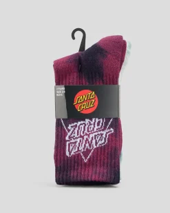 Socks & Accesories*Santa Cruz Boys' Not A Dot Crew Socks 2 Pack Maroon Tdye-slate Tdye
