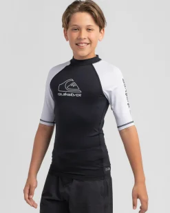 Rashies*Quiksilver Boys' On Tour Short Sleeve Rash Vest Black