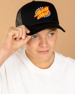 Online Boys' Oval Check Flame Dot Trucker Cap Kids Headwear