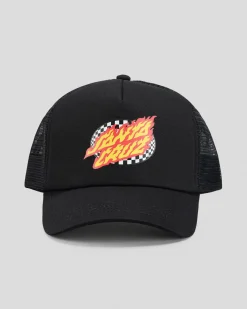 Online Boys' Oval Check Flame Dot Trucker Cap Kids Headwear