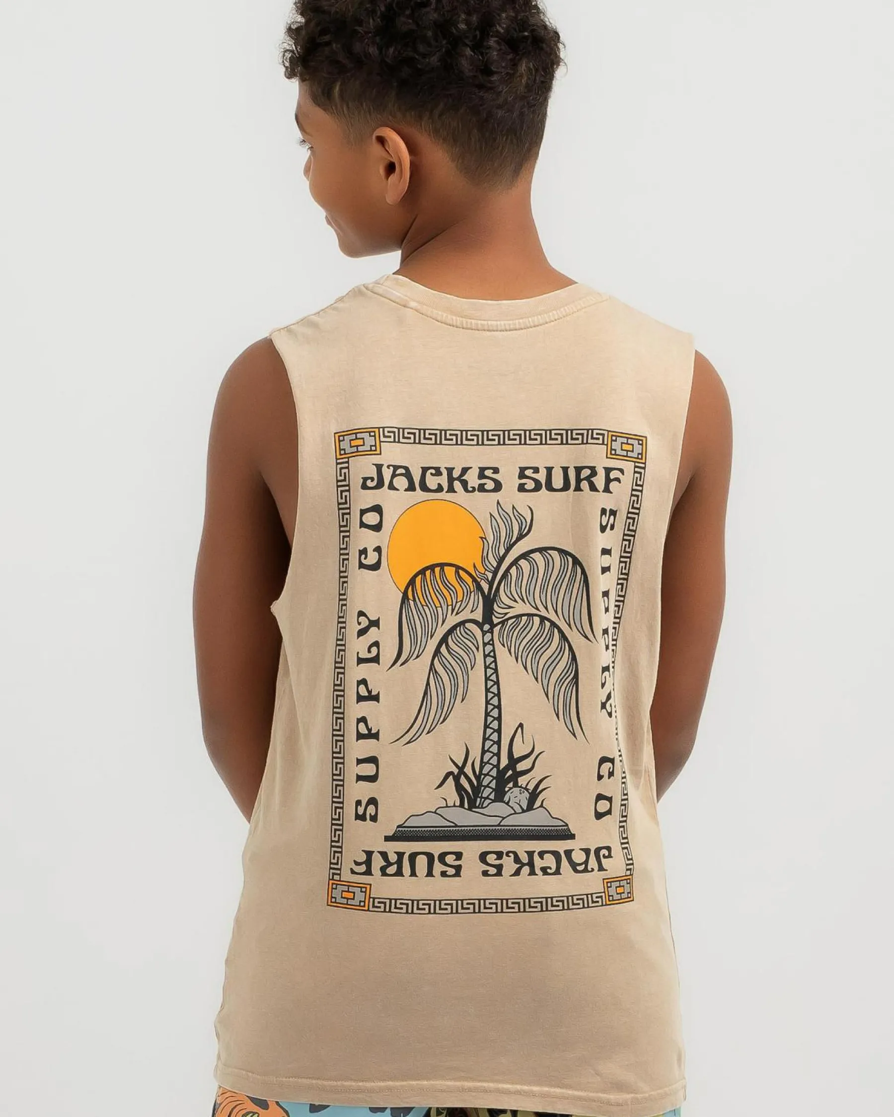 Tops & T-Shirts*Jacks Boys' Palm Beach Muscle Tank Sand Acid