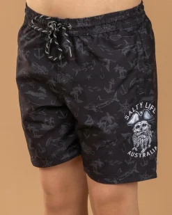Shorts & Bottoms*Salty Life Boys' Privateer Elastic Waist Shorts Black