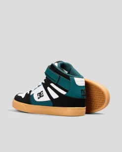 Sneakers*DC Shoes Boys' Pure Hi-Top EV Shoes Black/white/green
