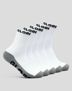 Socks & Accesories*Globe Boys' Quarter Socks 5 Pack White/grey