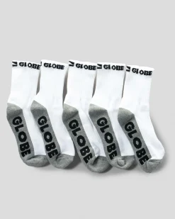 Socks & Accesories*Globe Boys' Quarter Socks 5 Pack White/grey