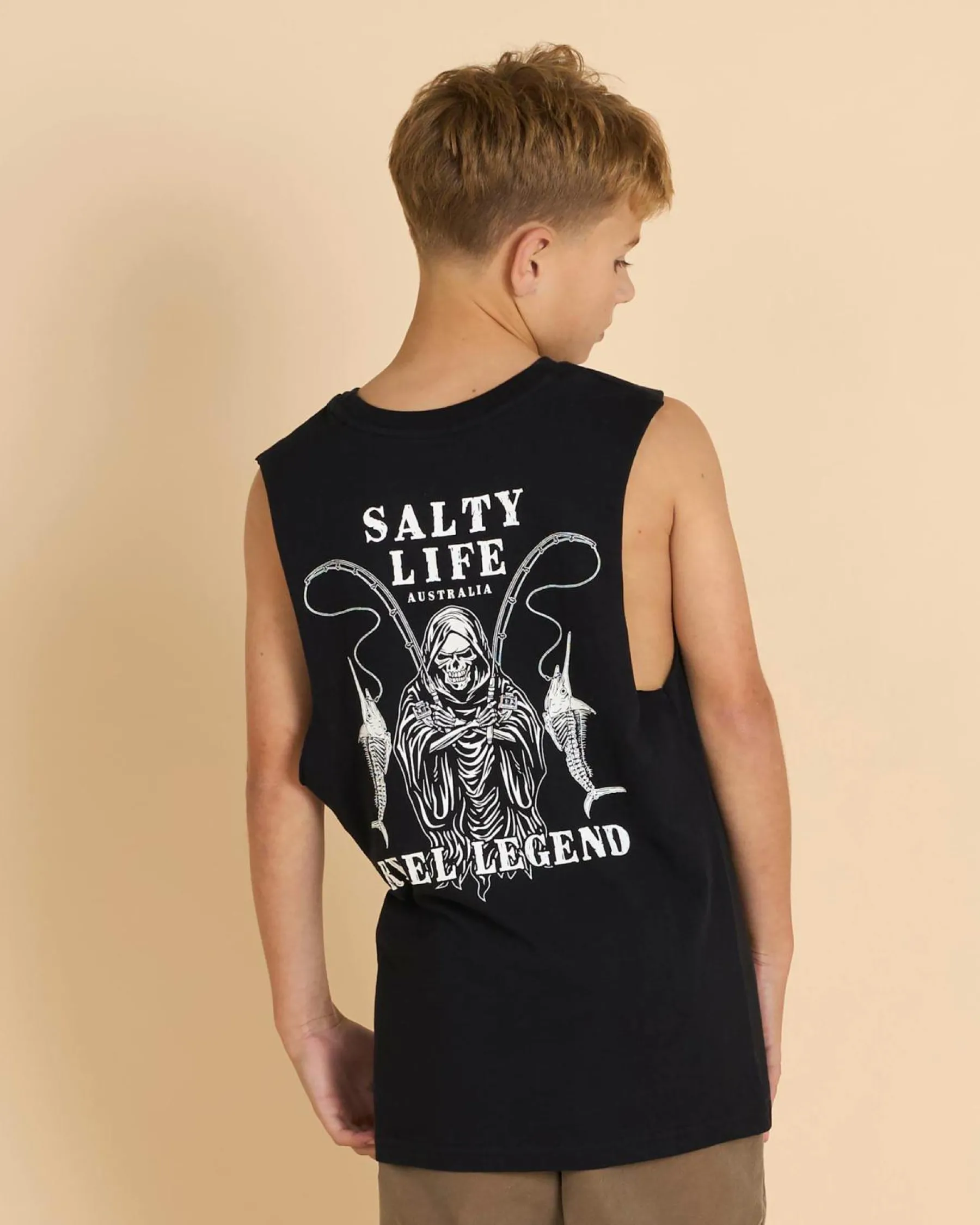 Tops & T-Shirts*Salty Life Boys' Reel Legend Muscle Tank Black