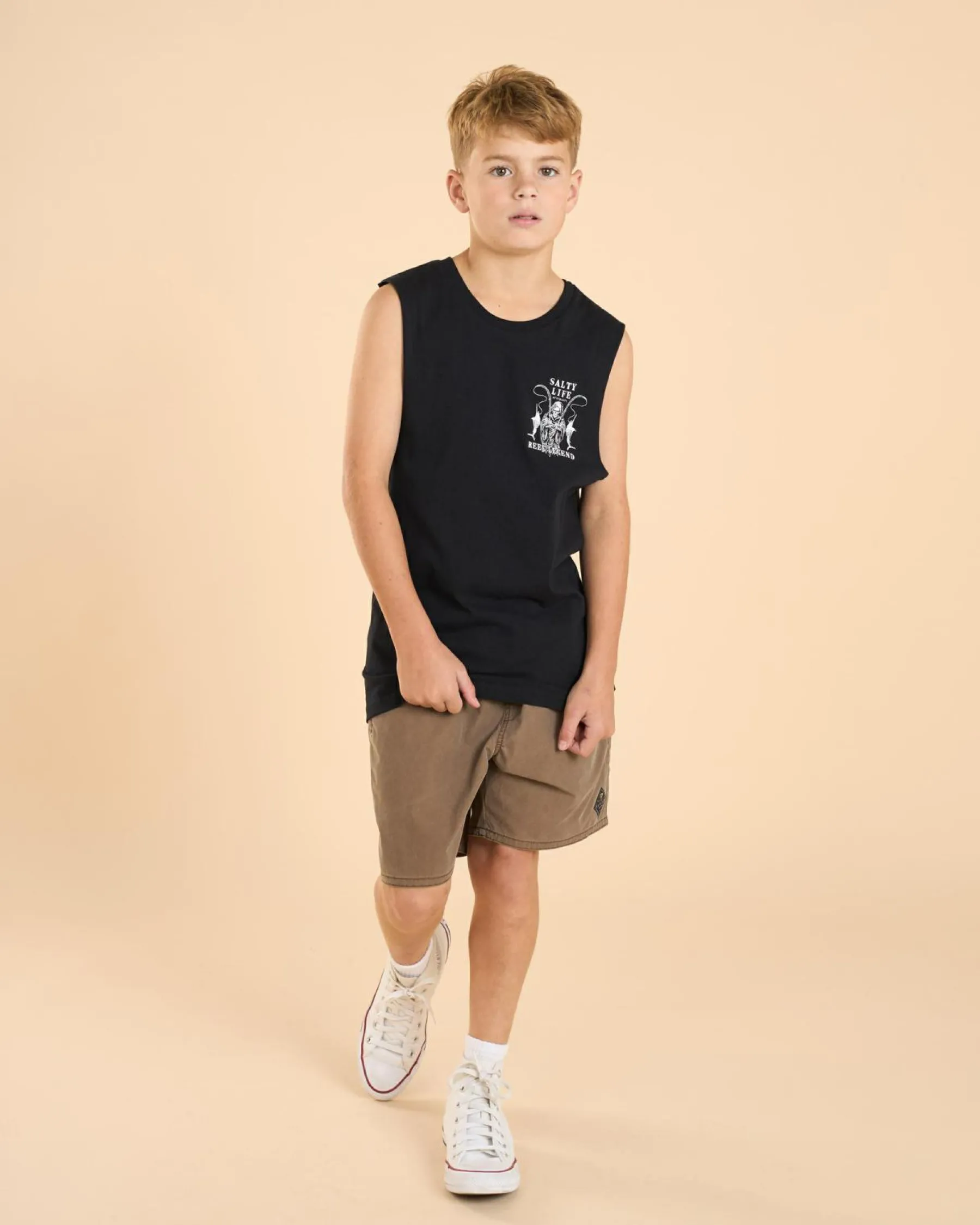 Tops & T-Shirts*Salty Life Boys' Reel Legend Muscle Tank Black
