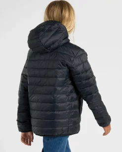 Outerwear*Quiksilver Boys' Scaly Youth Hooded Puffer Jacket Black