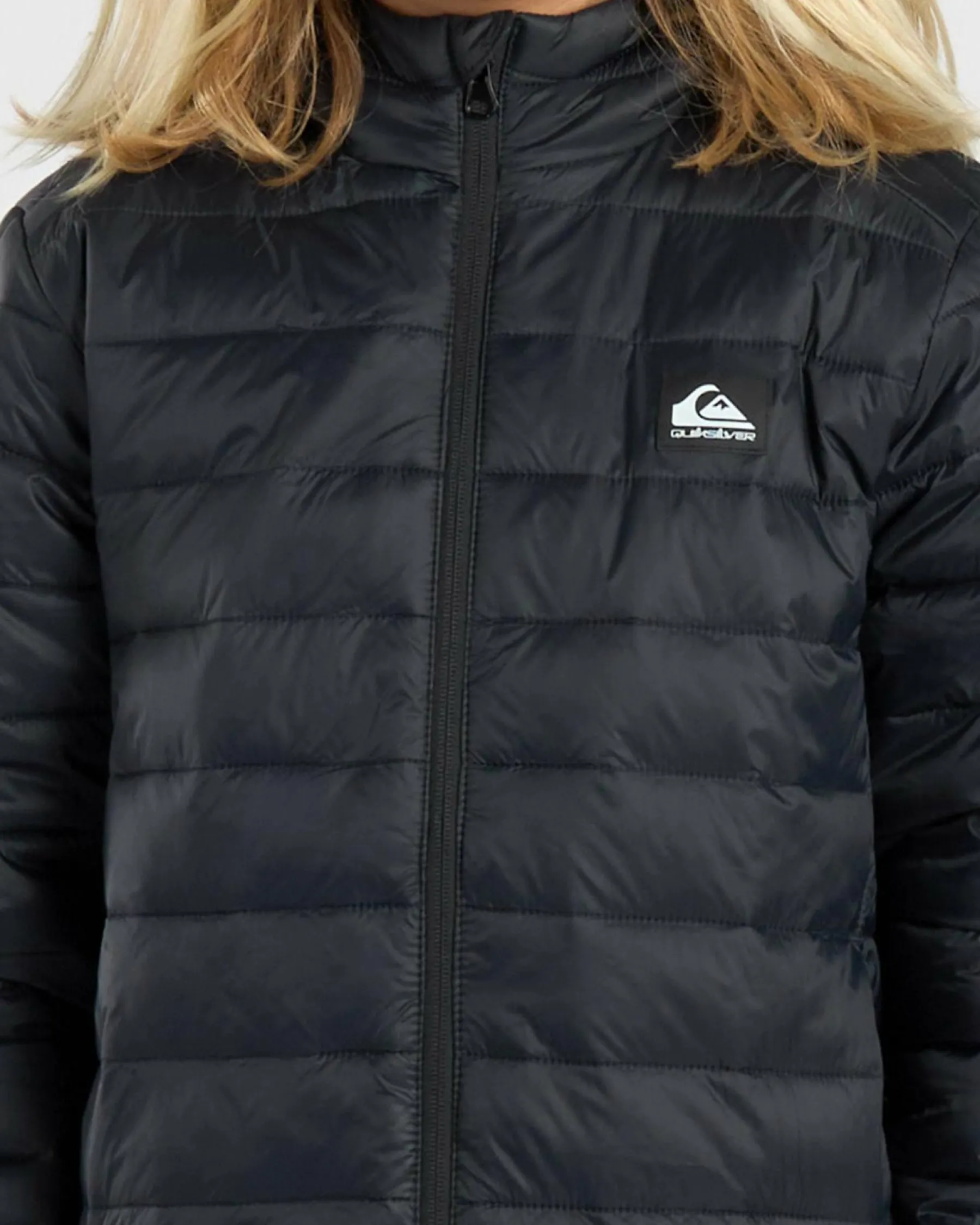 Outerwear*Quiksilver Boys' Scaly Youth Hooded Puffer Jacket Black