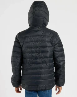 Outerwear*Quiksilver Boys' Scaly Youth Hooded Puffer Jacket Black