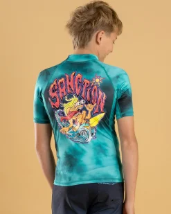 Rashies*Sanction Boys' Scrap Short Sleeve Rash Vest Mint Mottle