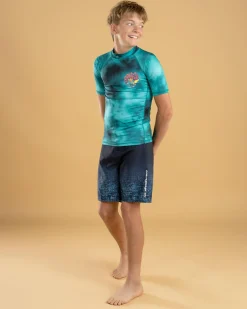 Rashies*Sanction Boys' Scrap Short Sleeve Rash Vest Mint Mottle
