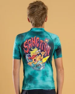 Rashies*Sanction Boys' Scrap Short Sleeve Rash Vest Mint Mottle