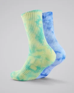 Socks & Accesories*Santa Cruz Boys' Scratch Dot Crew Socks 2 Pack Blue Tdye-teal Tdye