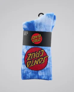 Socks & Accesories*Santa Cruz Boys' Scratch Dot Crew Socks 2 Pack Blue Tdye-teal Tdye