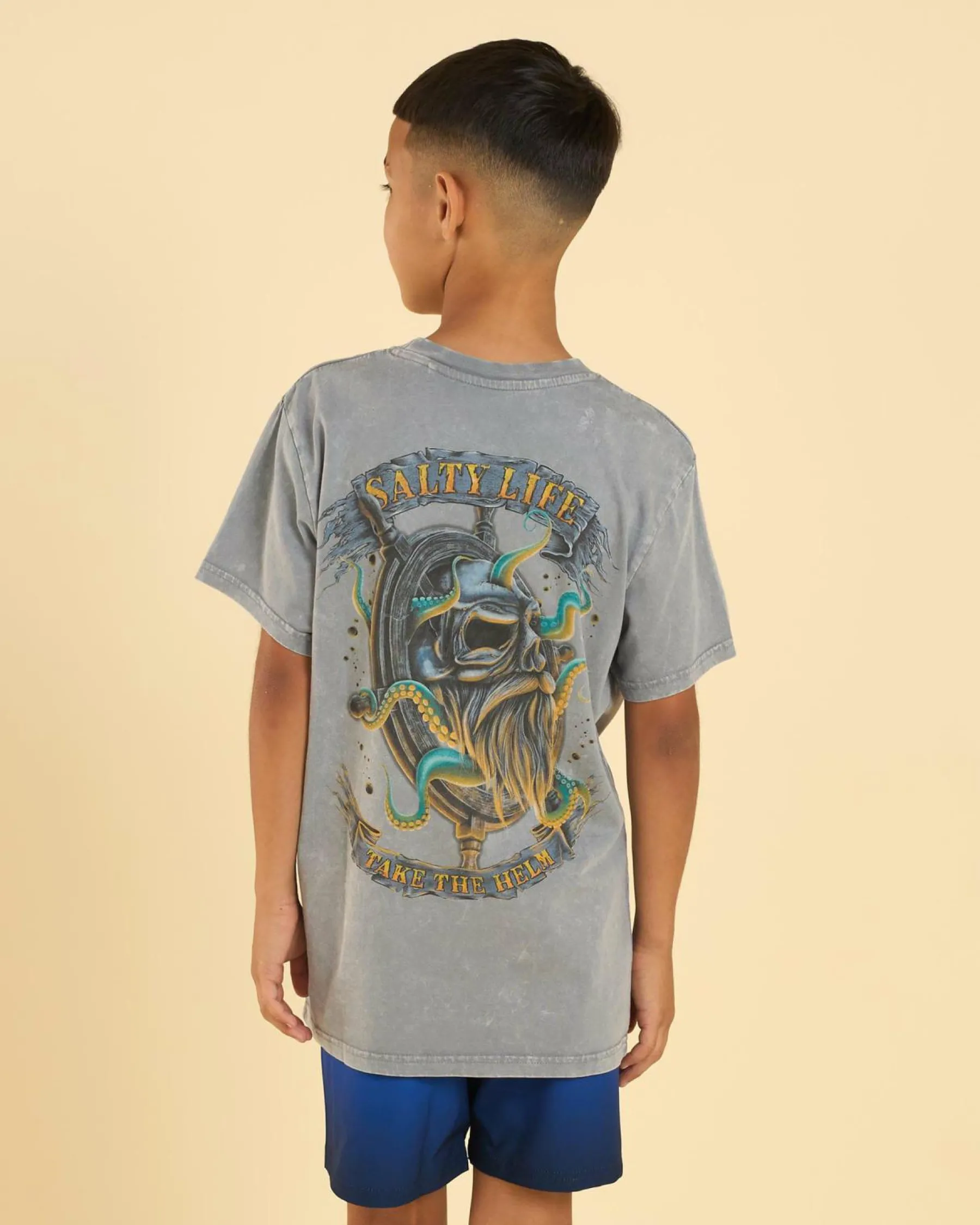 Tops & T-Shirts*Salty Life Boys' Servitude T-Shirt Lt Grey Acid