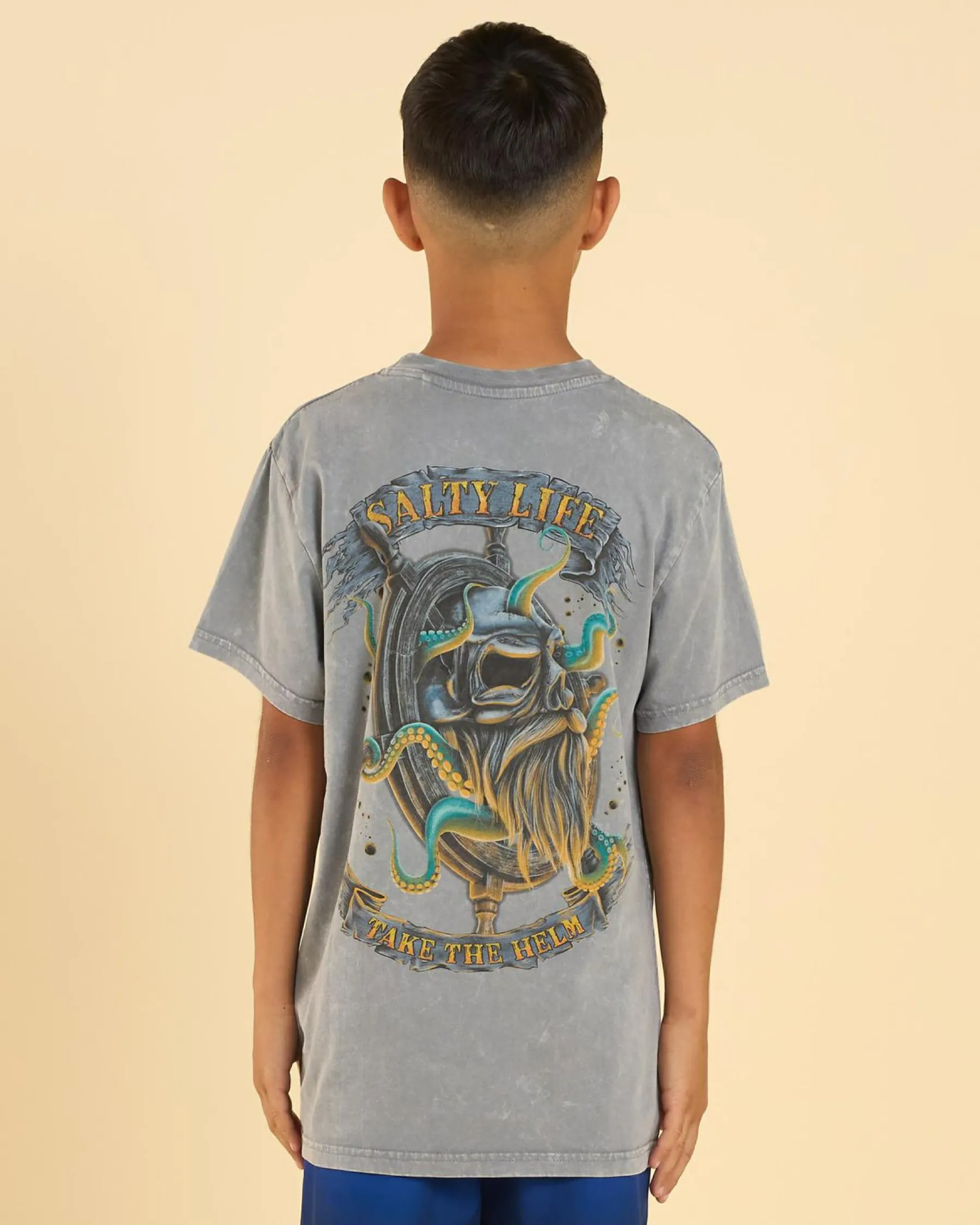 Tops & T-Shirts*Salty Life Boys' Servitude T-Shirt Lt Grey Acid