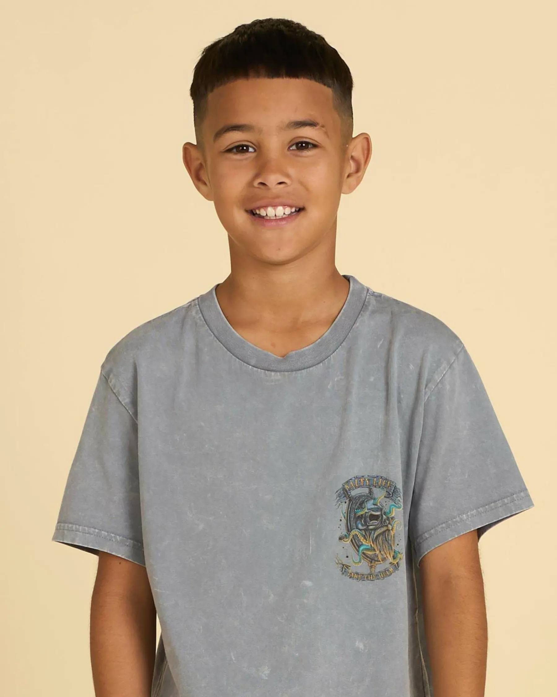Tops & T-Shirts*Salty Life Boys' Servitude T-Shirt Lt Grey Acid