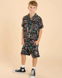 Tops & T-Shirts*The Mad Hueys Boys' She'll Be Right Short Sleeve Shirt Black