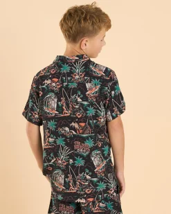Tops & T-Shirts*The Mad Hueys Boys' She'll Be Right Short Sleeve Shirt Black