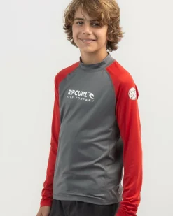 Rashies*Rip Curl Boys' Shock Long Sleeve Rash Vest Red