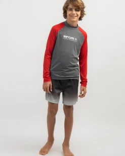 Rashies*Rip Curl Boys' Shock Long Sleeve Rash Vest Red