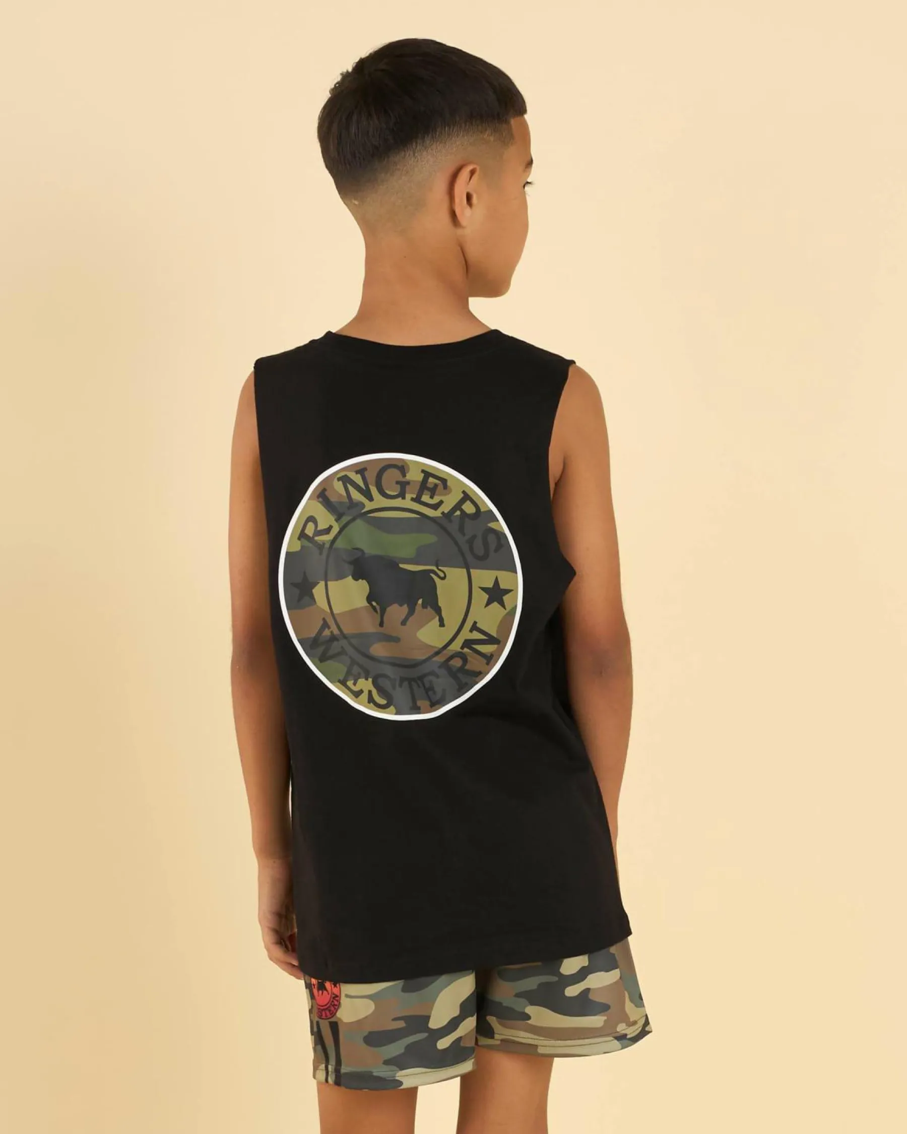 Tops & T-Shirts*Ringers Western Boys' Signature Bull Muscle Tank Black/camo
