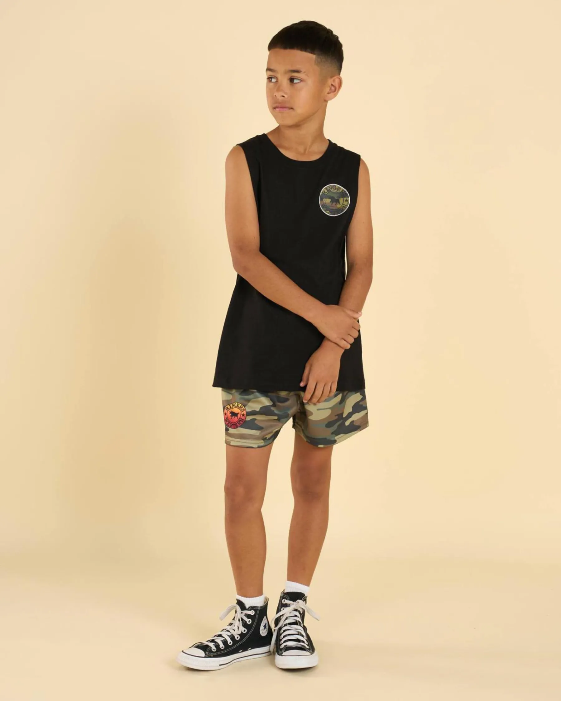 Tops & T-Shirts*Ringers Western Boys' Signature Bull Muscle Tank Black/camo
