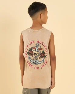 Tops & T-Shirts*Salty Life Boys' Sink Or Swim Muscle Tank Sand Acid