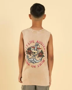 Tops & T-Shirts*Salty Life Boys' Sink Or Swim Muscle Tank Sand Acid