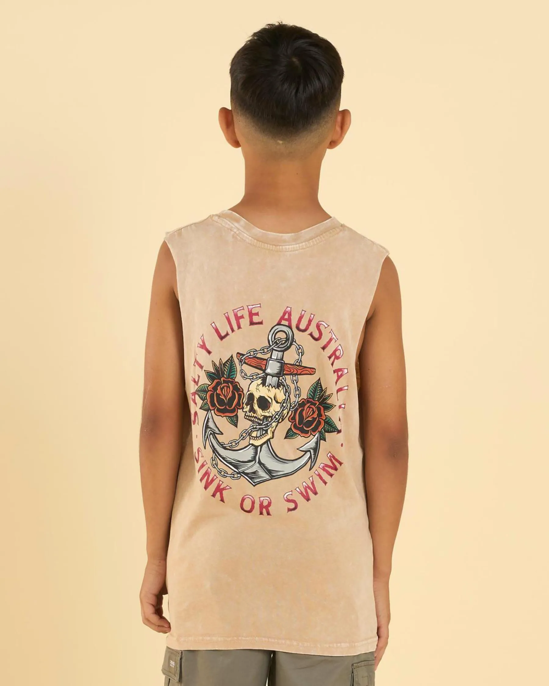 Tops & T-Shirts*Salty Life Boys' Sink Or Swim Muscle Tank Sand Acid