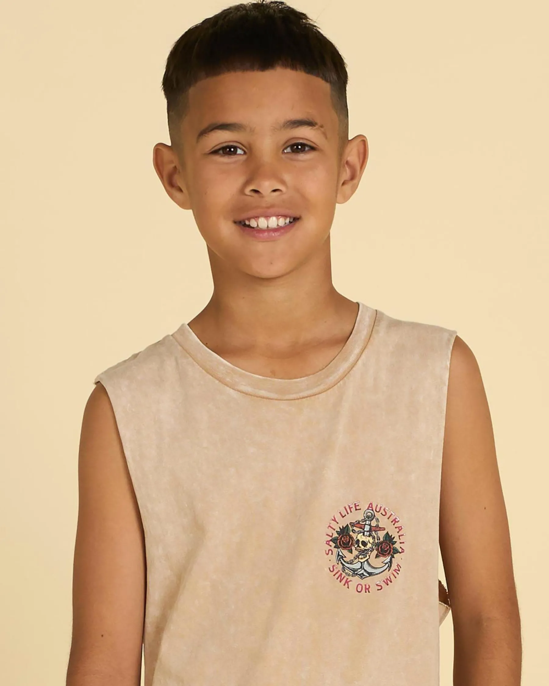 Tops & T-Shirts*Salty Life Boys' Sink Or Swim Muscle Tank Sand Acid