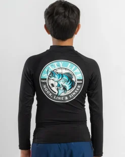 Rashies*Salty Life Boys' Sinker Long Sleeve Rash Vest Black